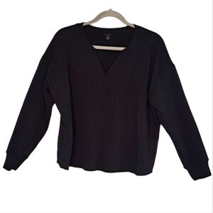 Torrid Black Split Neck Pullover Sweatshirt Grunge Distressed Size 0